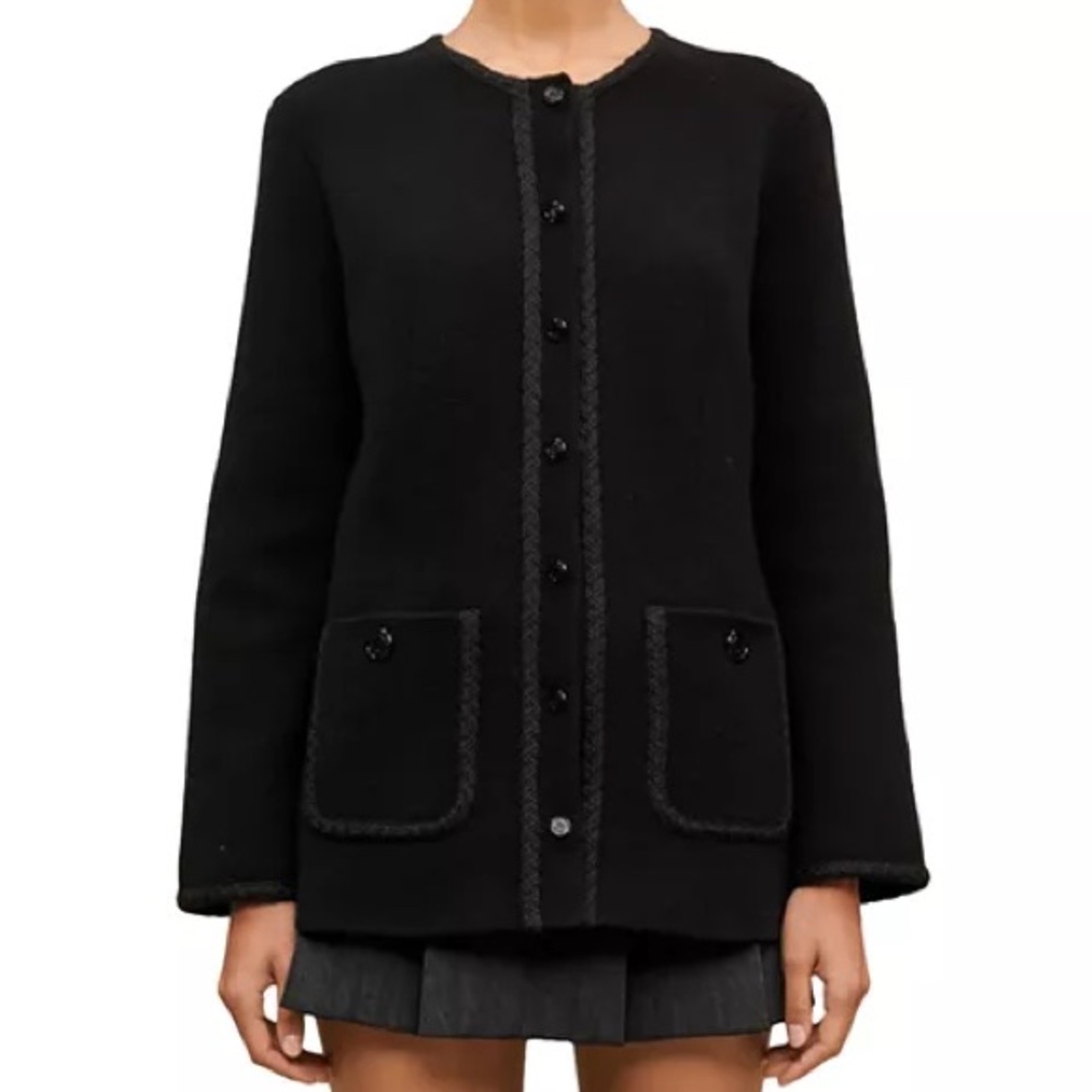 MAJE Black Wool Cardigan Jacket